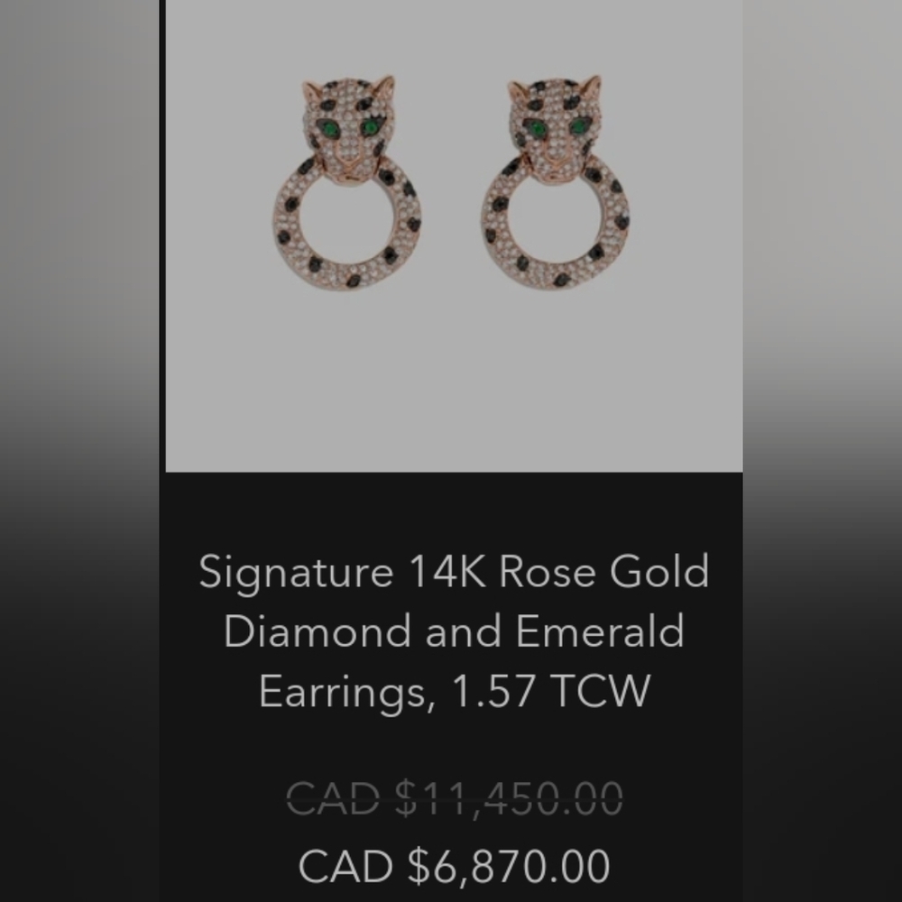 Effy New Never Been Worn Signature 14K Rose Gold Diamond and Emerald Earrings